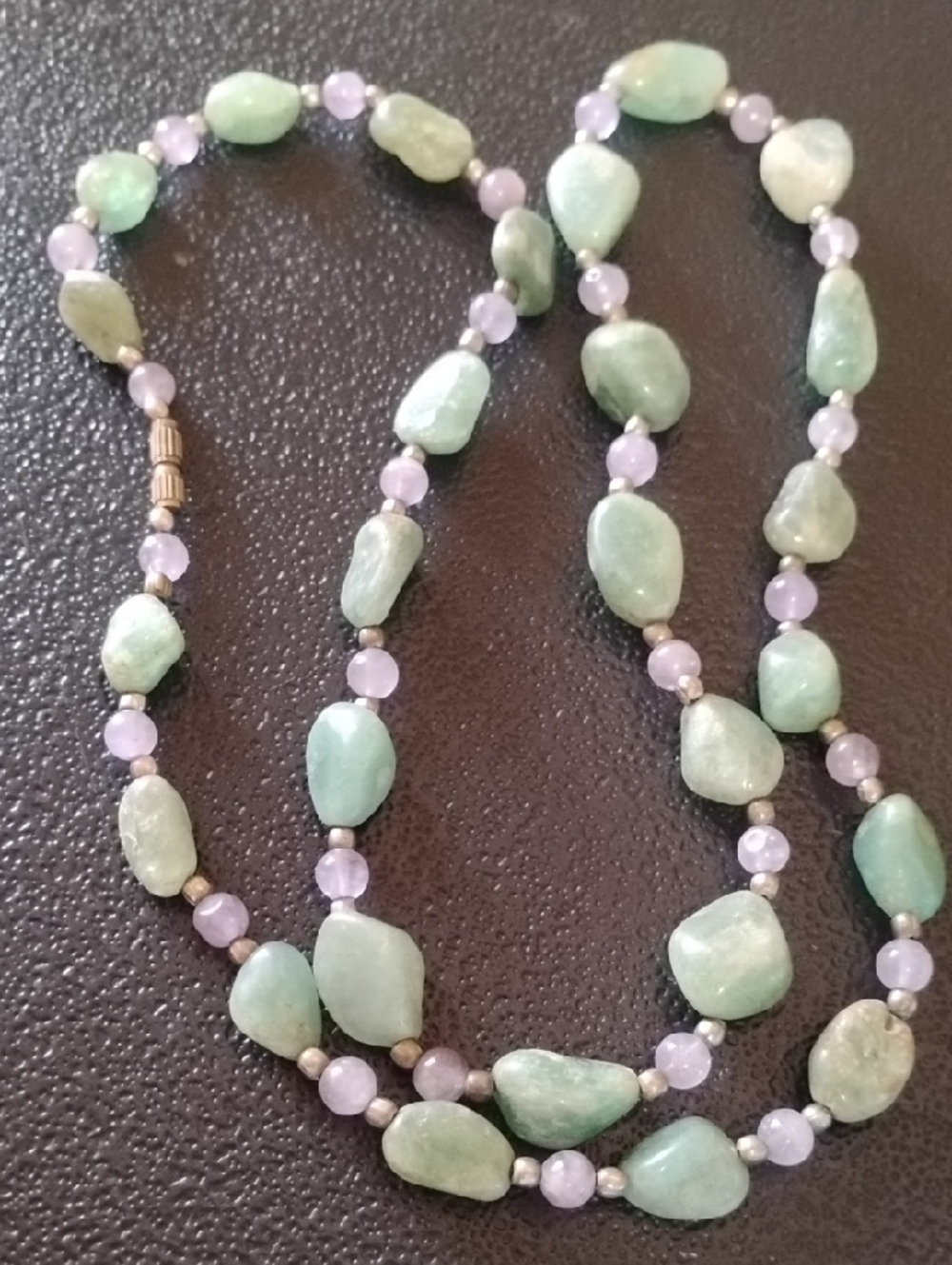 Green Aventurine and Lavender Bead Necklace